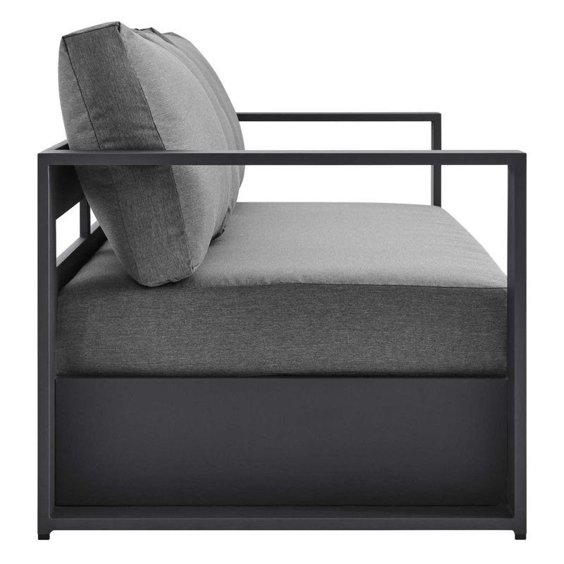 Charcoal Gray 89" Powder-Coated Aluminum Outdoor Sofa
