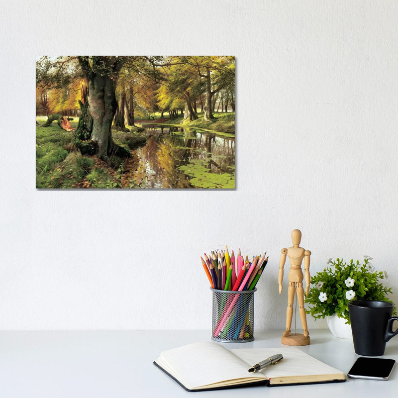 A Woodland Stream by Peder Monsted - Wrapped Canvas Print, 20.32 cm H x 30.48 cm W