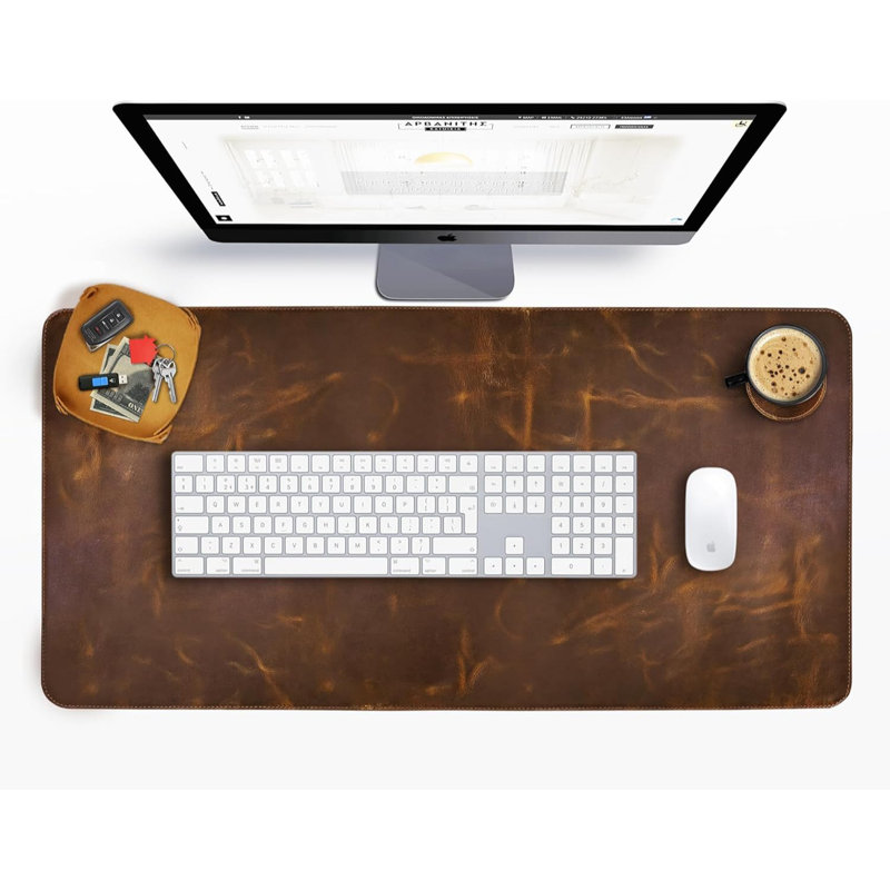 Leather Desk Pad (Real) Leather Desk Mat Set Large Desk Cover Desk Blotter Desk Protector Computer Mat For Keyboard Gaming Mouse Pad Table Laptop Office Desktop Accessories Antique
