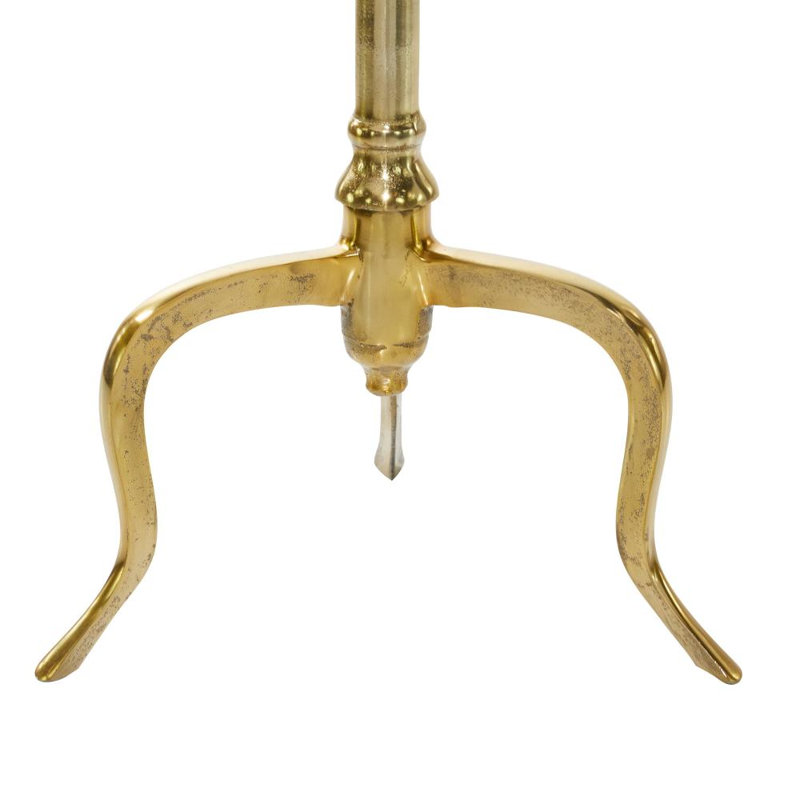 Table d'appoint latérale en marbre blanc avec incrustation dorée et base à volutes, 18 po x 18 po x 25 po