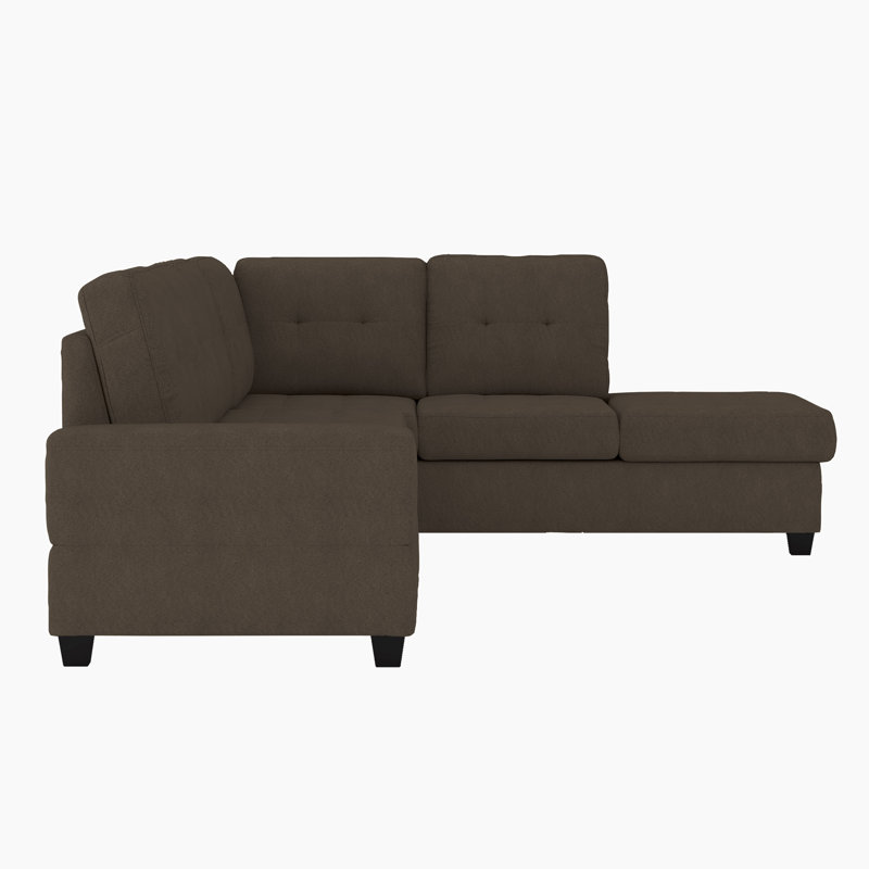 Mahni 111" Modern & Contemporary Microfiber Reversible Sectional Sofa with Versatile Reversible Configuration, Integrated Drop-Down Table with Cupholders