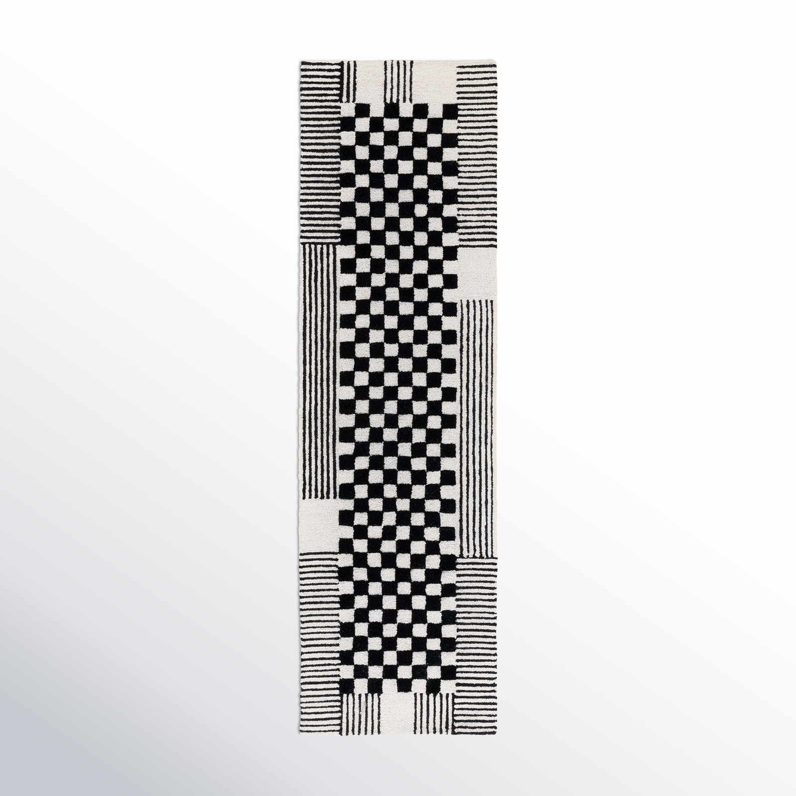Hertha Hand-Tufted Checkered Wool Rug, Runner 2'3" x 5'