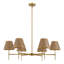 Luminaire suspendu industriel industriel à 6 lumières Boho Rattan Chandelier