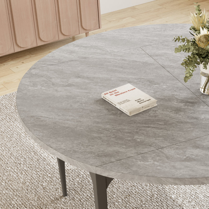 55.1'' Round Dining Table Set, Modern Kitchen Table For 4-6 Person, Steel Legs, Pedestal Dining Set With Dining Chair, Saving Space