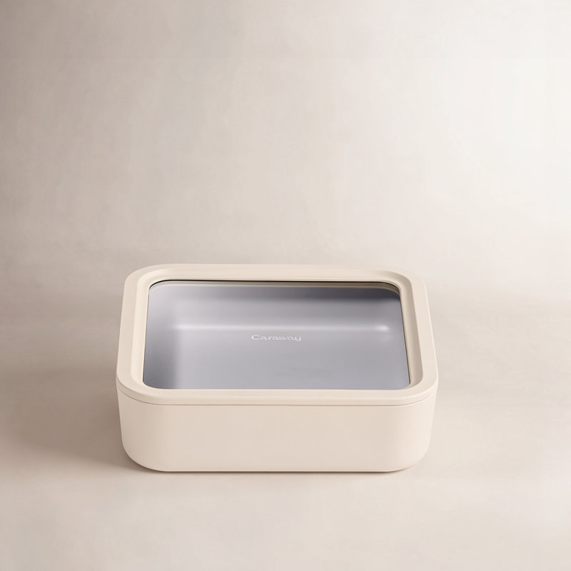 Caraway Contenant alimentaire en verre 10 tasses carré avec couvercle, crème