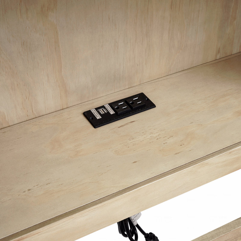Lit de jour simple avec lit gigogne, armoires de rangement et ports USB, Brun