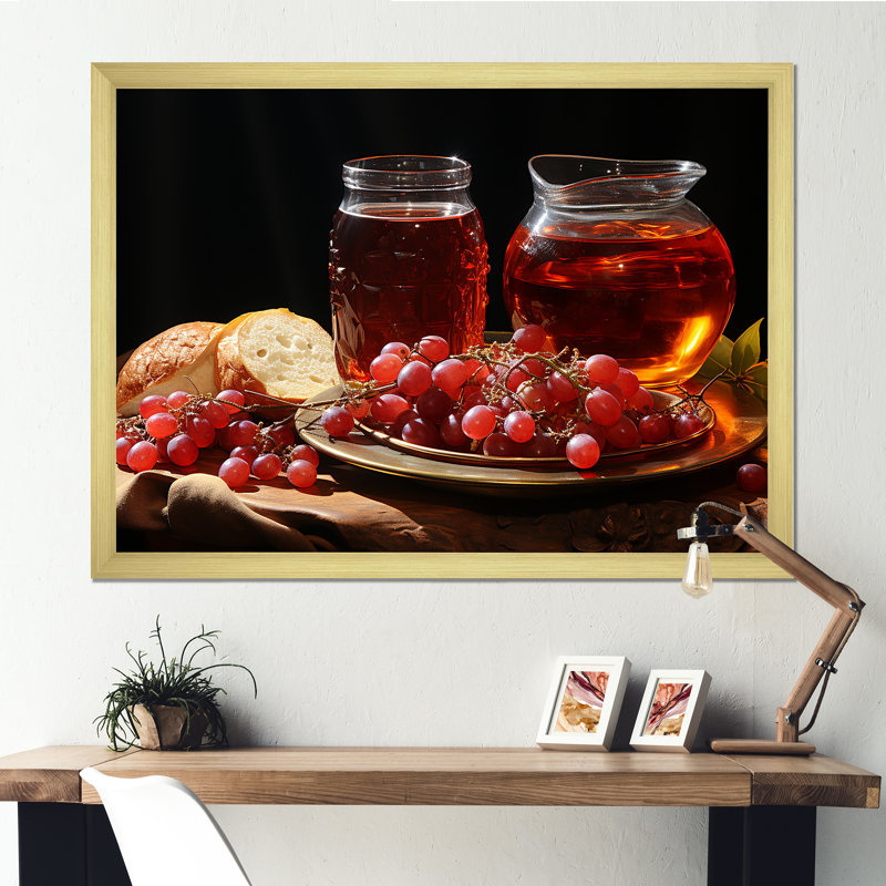«Judaism Rosh Hashanah Apple Radiance» sur toile, Cadre doré simple, H 34 po x l 44 po x P 1,5 po