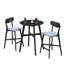 Ensemble de table de bar 3 pièces, table ronde en cuir à hauteur de comptoir moderne, plateau en bois avec tabourets de bar, ensemble de salle à manger Leatherb pour cuisine, restaurant, bar à cocktail, noir-1899189076