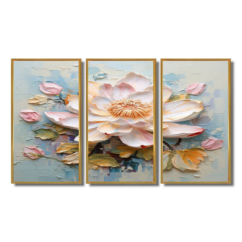Ensemble de salon Verveine - Lotus, Cadre flottant doré, H 32 po x l 48 po x P 1 po