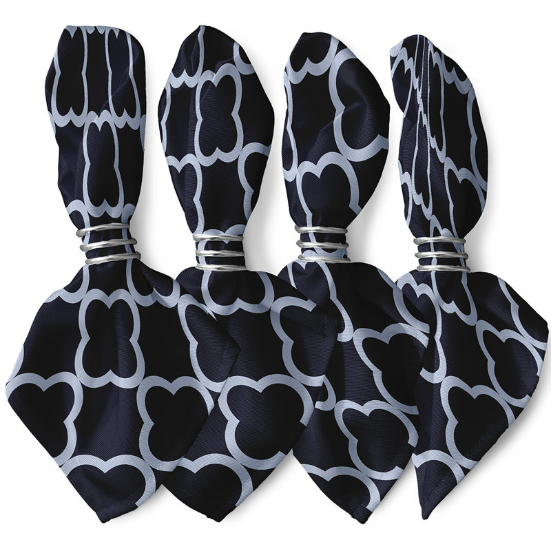 Charlicia Polyester Geometric Square Napkin, Navy