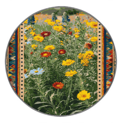 Washable Desert Wildflower Southwestern Area Rug