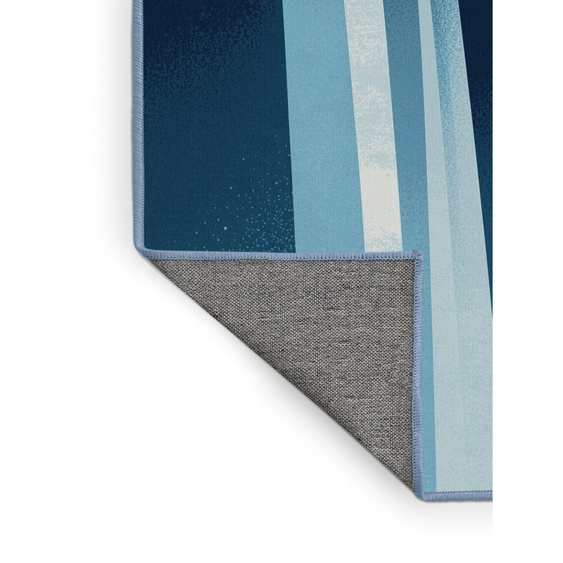 Machine Washable Pandelica Niagara Falls Contemporary Ombre Rug in Beige – BabyBlue Binding, 5x8