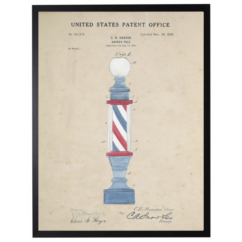 Barber Pole Patent in Black Frame