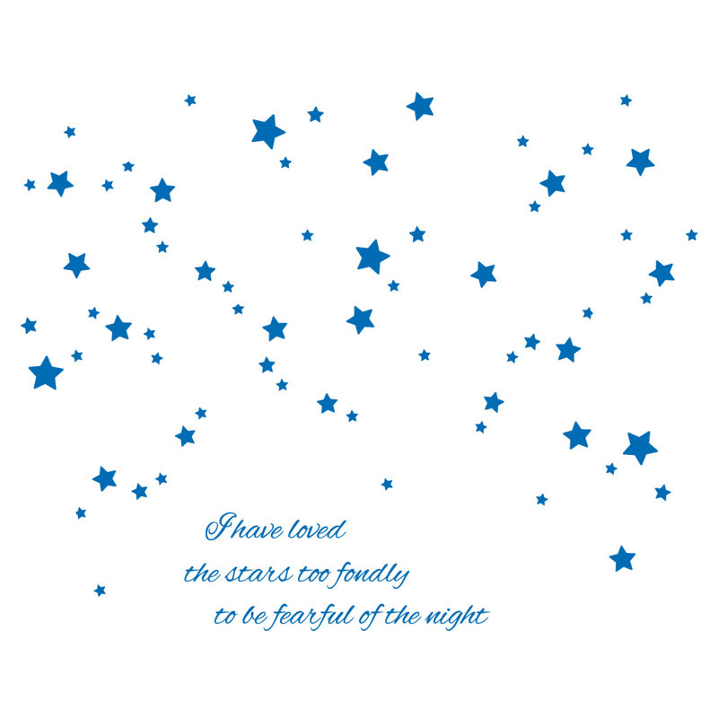 Adhésif décoratif "j’ai aimé les étoiles", H 48 po x l 60 po x P 0,01 po, Bleu azur