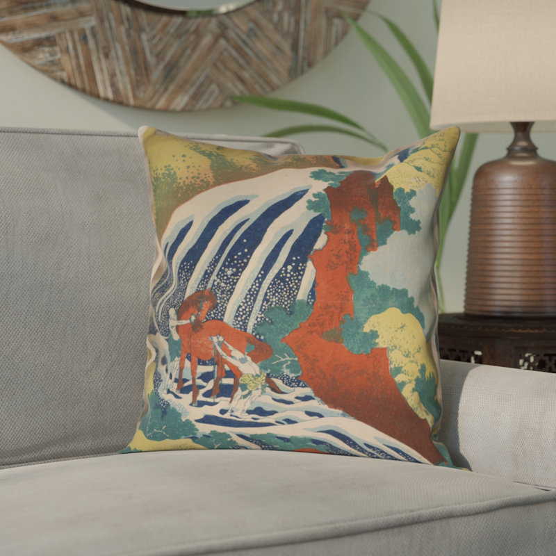 Housse de coussin en cuir Katsushika Hokusai, 18 po x 18 po