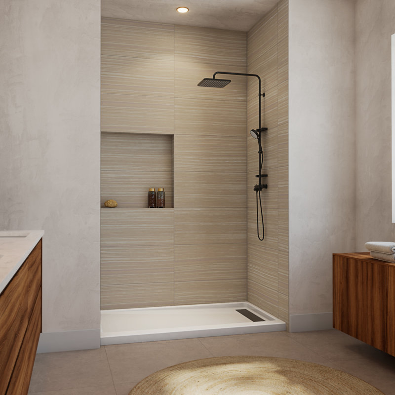 Base de douche DreamLine Crest 60 x 32 AcrylX, tranchée droite, Oui