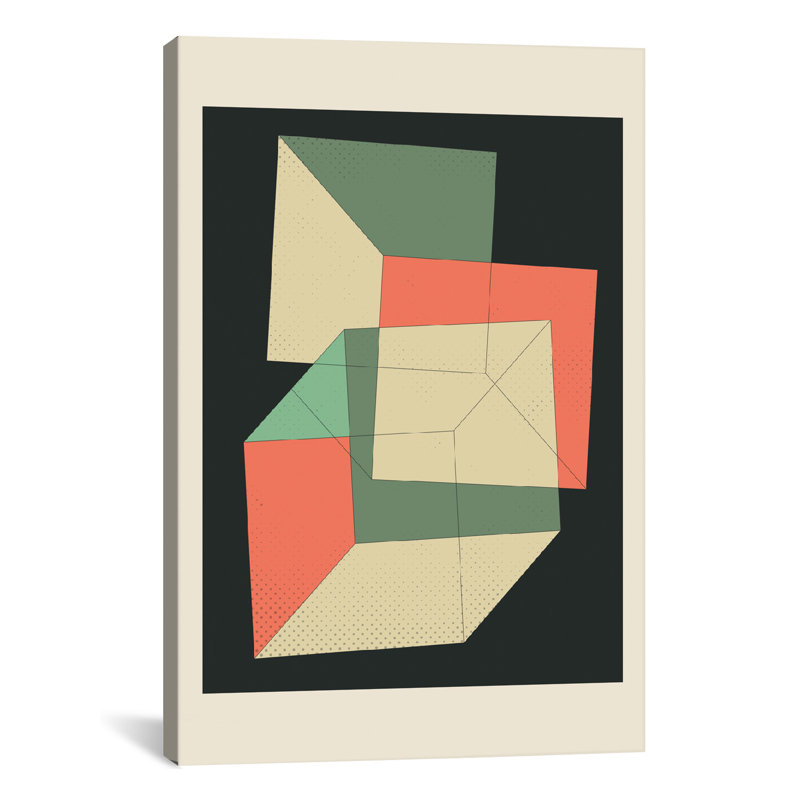 Cubes IV, impression sur toile tendue, H 18 po x l 12 po x P 1,5 po, Toile tendue, Pas de tapis
