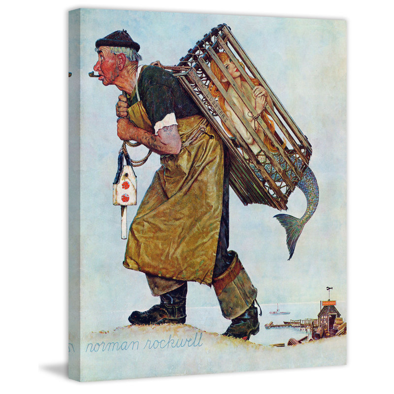 « sirène » par norman rockwell, reproduction d’art sur toile tendue, H 29 po x l 24 po