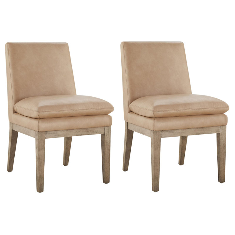 Chaise rembourrée en cuir Bethea, Similicuir brun clair Copley