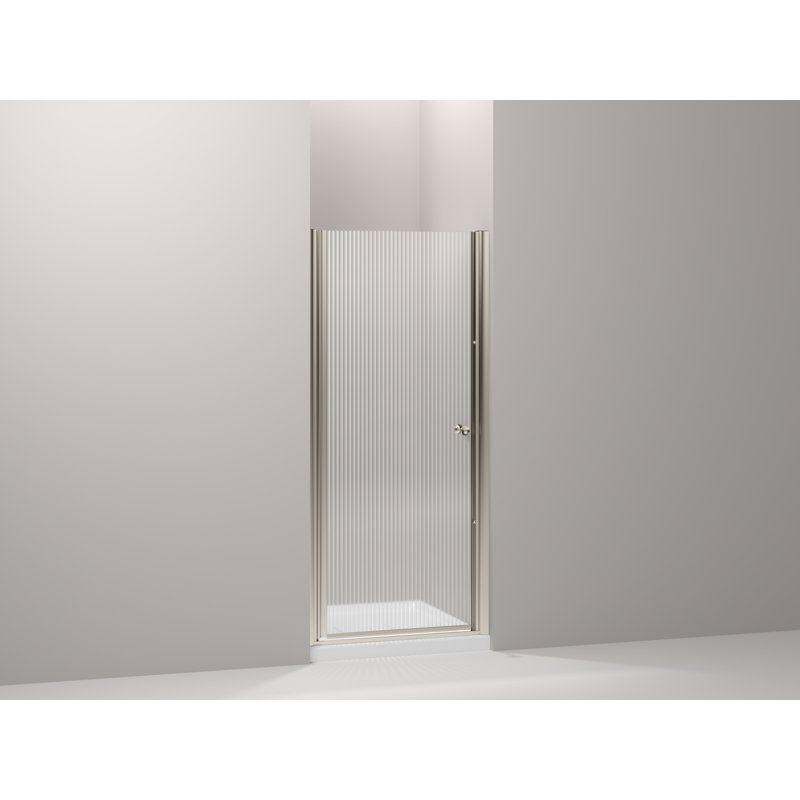 Fluence Pivot Falling Lines Shower Door, Matte Nickel, 65.5 x 32.75