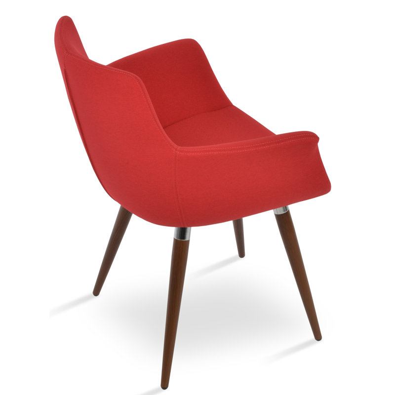 Fauteuil en tissu Bottega Star, Rouge d’époque, Noyer