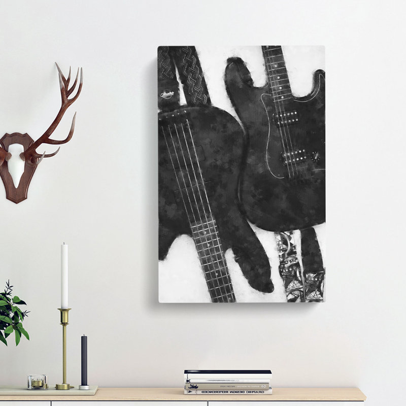 Bass And Electric Guitar - Wrapped Canvas, 91cm H x 60cm W x 3cm D