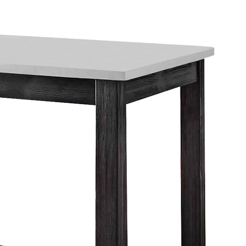 Rectangular Marble Top Counter Height Wooden Table with Trestle Base, Gray