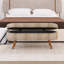 Banc de rangement ovale avec pieds en bois-114728471