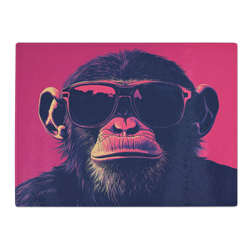 Monkey Portrait  Glass Chopping Board