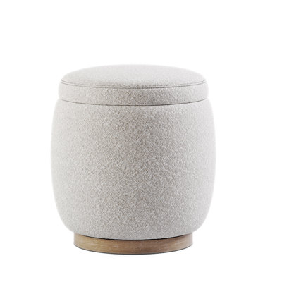 Rond Rigsby avec rangement, tabouret de pieds moderne en similicuir, petit repose-pieds rembourré pour le salon avec repose-pieds