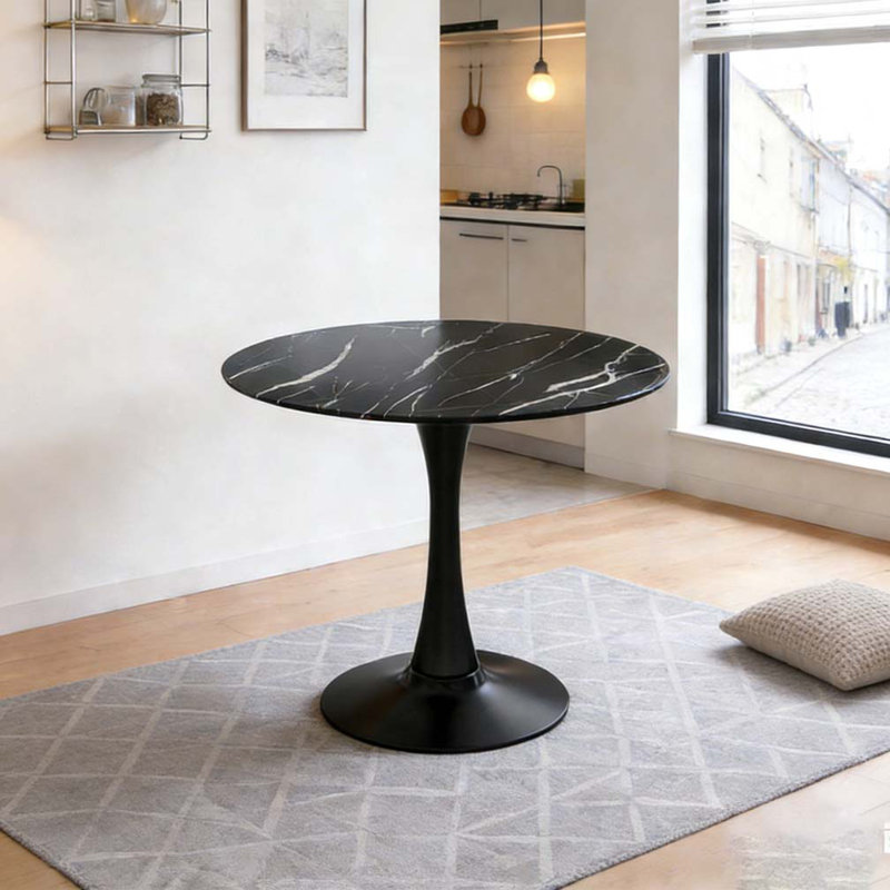 Modern Round Dining Table, Black 1