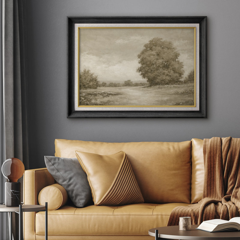 Œuvre de paysage rétro sépia, photos de salon de ferme rustique, impression sur toile encadrée, H 26 po x l 36 po