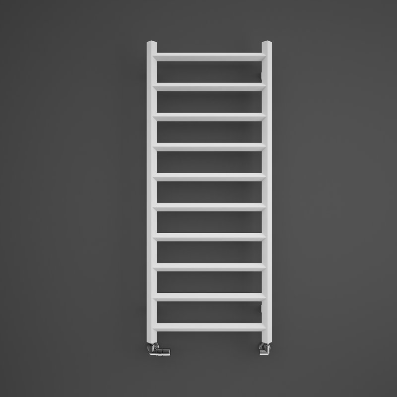 Crystal Heated Towel Rail, 120 cm H x 50 cm W x 8.3 cm D, White