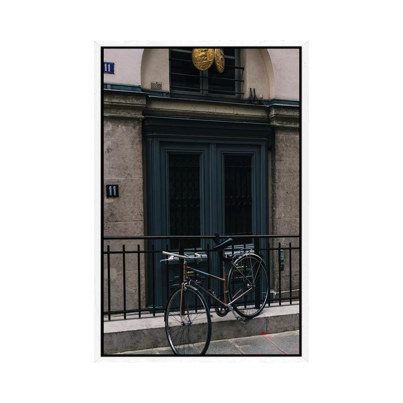 Paris Bicycle III by Bethany Young - Print on Canvas, 101.6cm H x 66.04cm W x 3.81cm D, White Framed