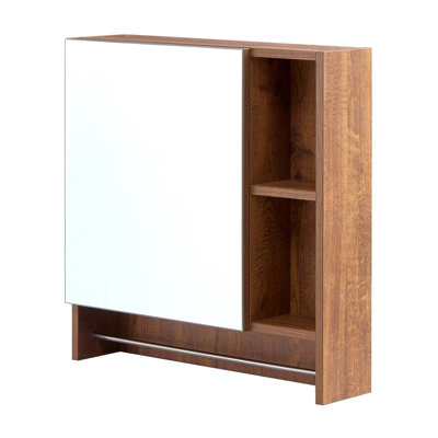 Armoire de salle de bain murale à miroir, armoire à pharmacie, armoire de rangement au-dessus de la toilette avec tablettes et porte-serviettes