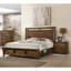 Grand lit rustique avec banc de chambre à coucher encastré en bois massif brun