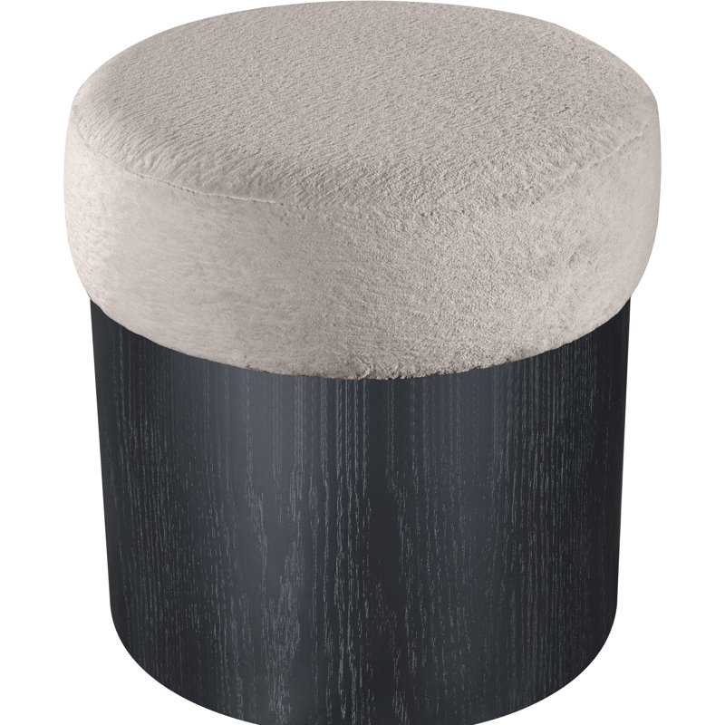 Repose-pieds / tabouret Asai, Tissu velours beige, Noir