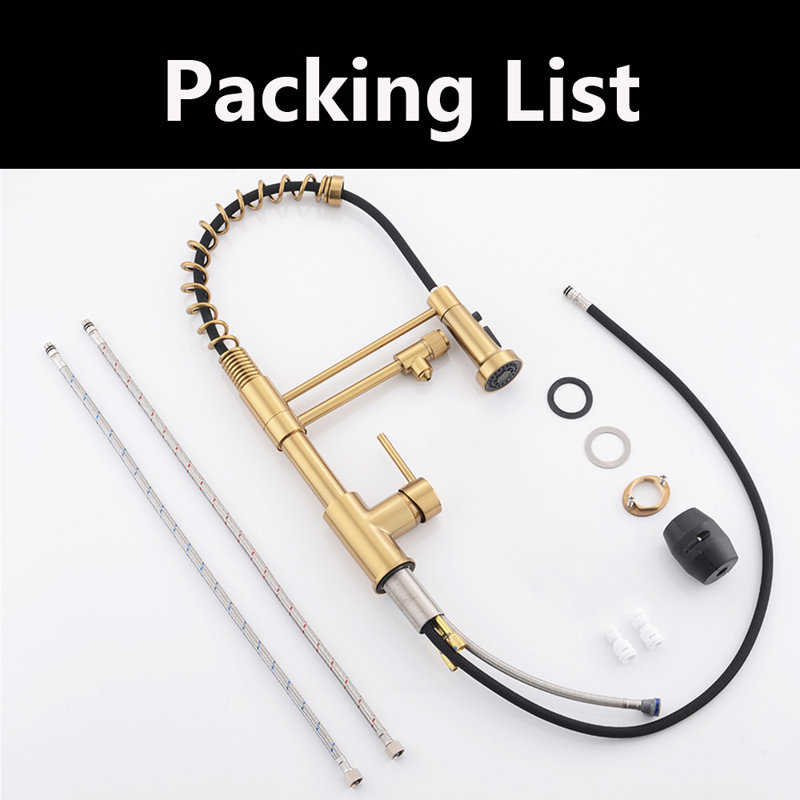 Kitchen Faucets With Pull Down Sprayer, Kitchen Sink Faucet With Dual Function Spray Head, Gold
