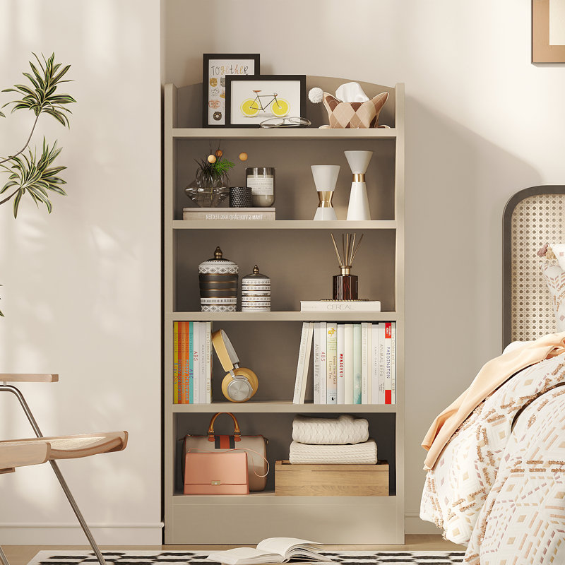 Bibliothèque moderne à 5 tablettes en bois, Kaki
