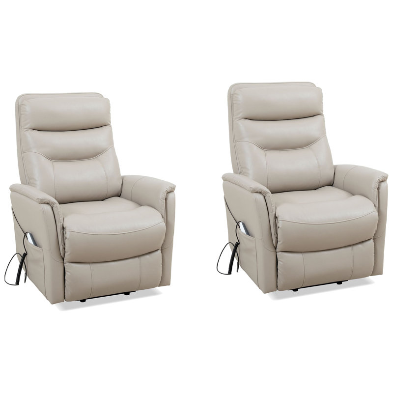 Fauteuil inclinable électrique lève-personne de 31,5 po avec port USB Akeelah (ensemble de 2), Ivoire doux