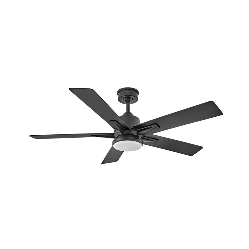 Ventilateur de plafond standard à DEL à 5 pales de 52 po avec télécommande et ensemble d'éclairage inclus, Noir mat