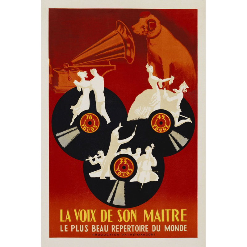 Achetez Art for Less sous licence officielle sur toile La Voix De Son Maitre Musice, H 24 po x l 16 po x P 1,5 po