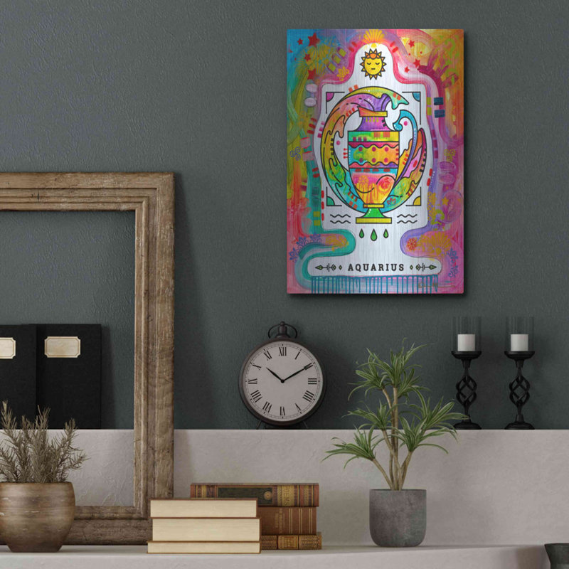 Bungalow Rose «Aquarius» par Dean Russo, art mural en métal, H 16 po x l 12 po