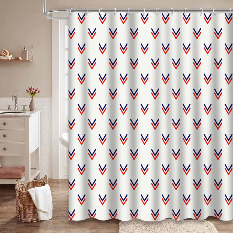 Petit rideau de douche blanc à chevrons avec 12 crochets, L 72 po x l 78 po