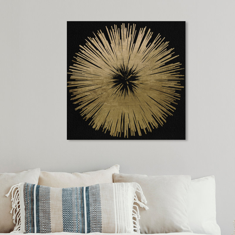 «Abstract Sunburst Golden Night», impression, Toile tendue, H 12 po x l 12 po, Sans cadre
