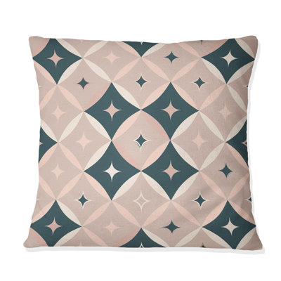 Gris, rose, géométrique rétro - coussin géométrique rétro