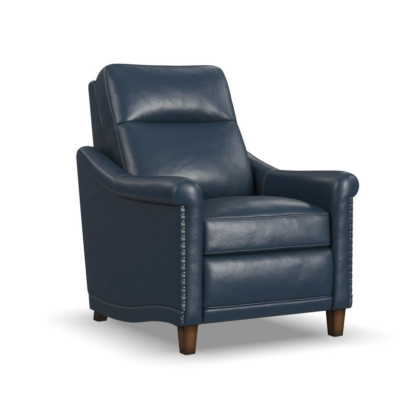 Fauteuil inclinable électrique en cuir véritable Elizabeth, Cuir véritable bleu