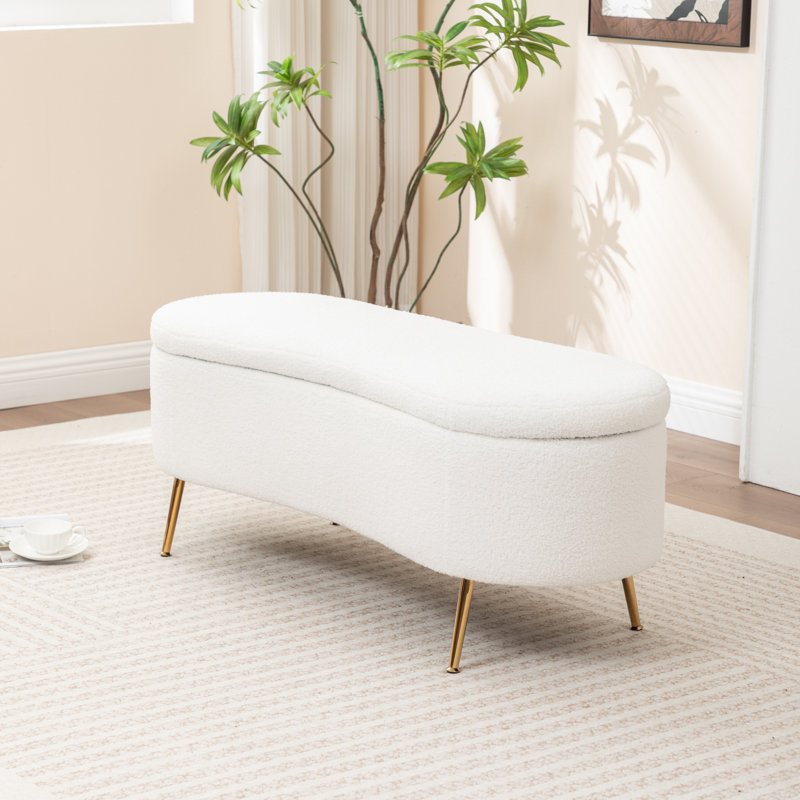 Banc de rangement rembourré Kaybree, Blanc