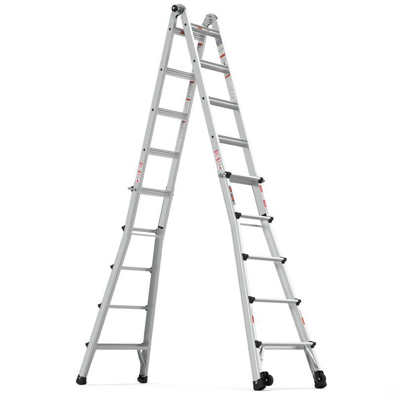 Échelle en aluminium multi-positions avec roues, poids de 300 lb