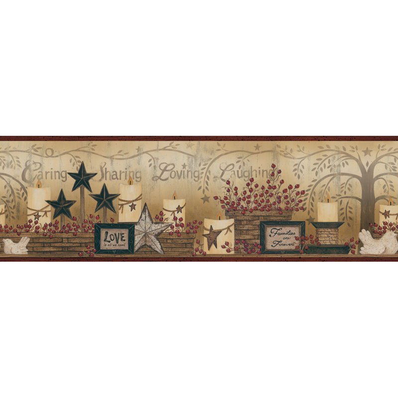 Bordure de papier peint 15 pi x 6 po Glynne Caring Candles
